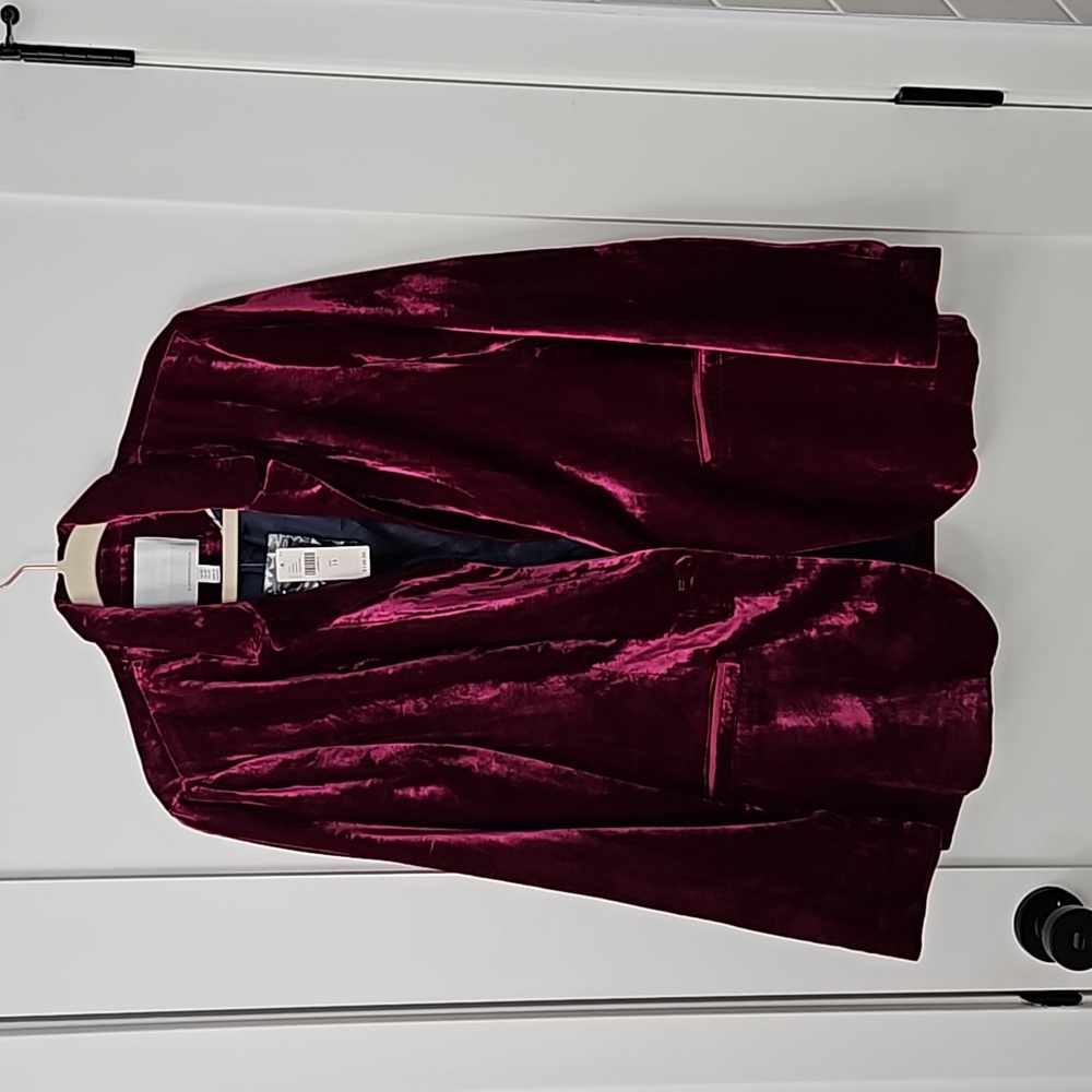 Anthro | ett:twa | Crushed Velvet Blazer | Magenta | 14